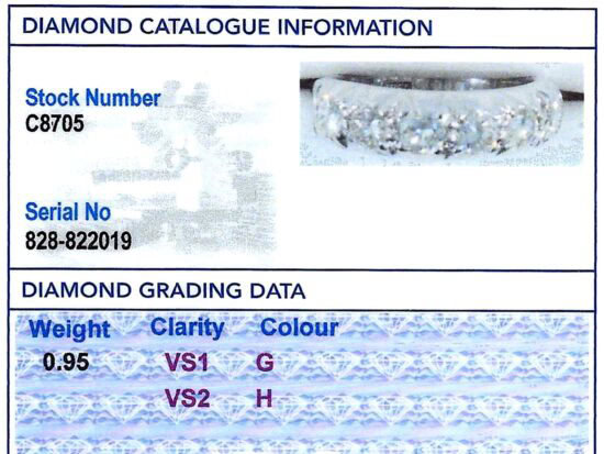 Second Hand White Gold Half Eternity Ring grading card