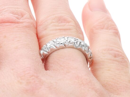 Second Hand White Gold Half Eternity Ring on finger