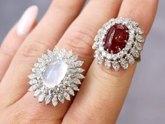 cluster rings on hand