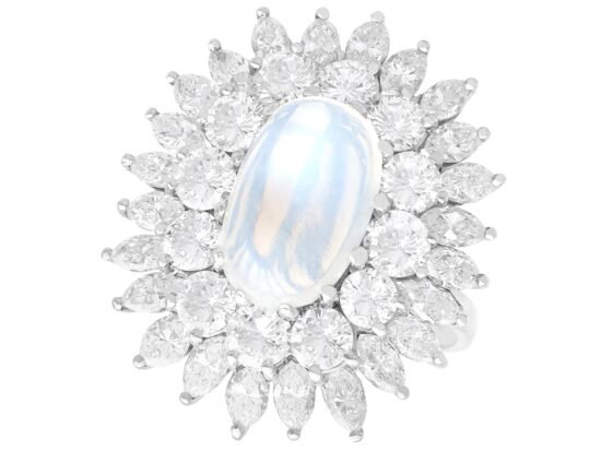 Moonstone Cocktail Ring with Diamonds