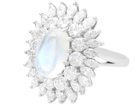 Moonstone Cocktail Ring with Diamonds