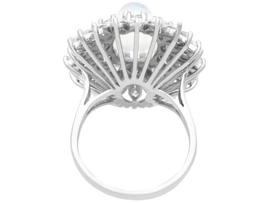 Moonstone Cocktail Ring with Diamonds back