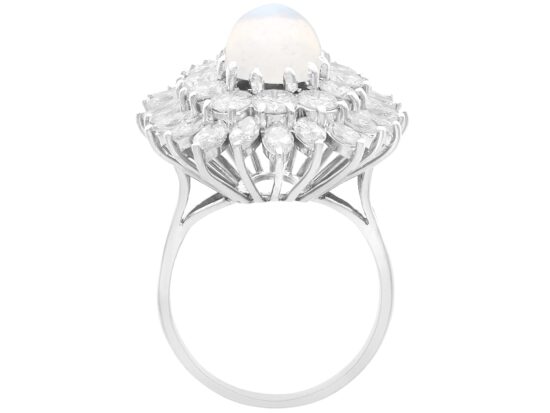 setting of Moonstone Cocktail Ring with Diamonds