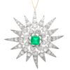 Victorian Emerald and Diamond Star Brooch Pendant