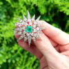 Victorian Emerald and Diamond Star Brooch Outside