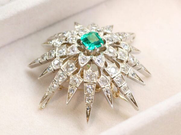 Emerald and Diamond Star Brooch