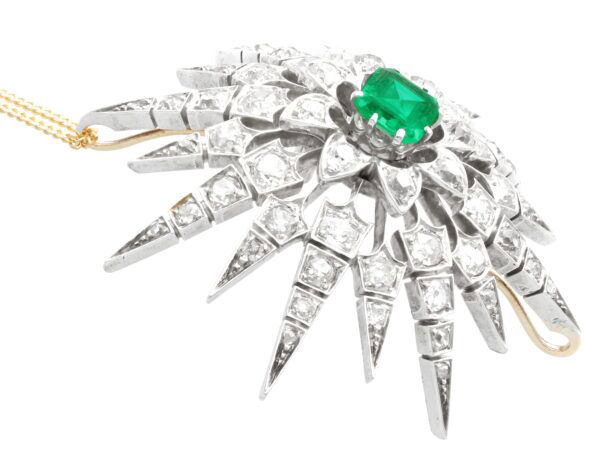 Victorian Emerald and Diamond Star Brooch