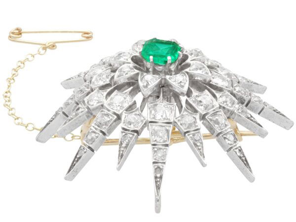 Victorian Emerald and Diamond Star Pendant side view