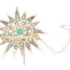 Victorian Emerald and Diamond Star Pendant with safety chain