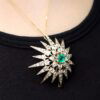 wearing Victorian Emerald and Diamond Star Pendant