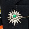 wearing Victorian Emerald and Diamond Star Brooch