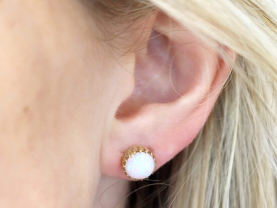 Antique Opal Earrings Being Worn
