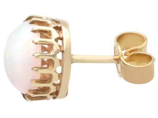 White Opal Stud Earrings Detail