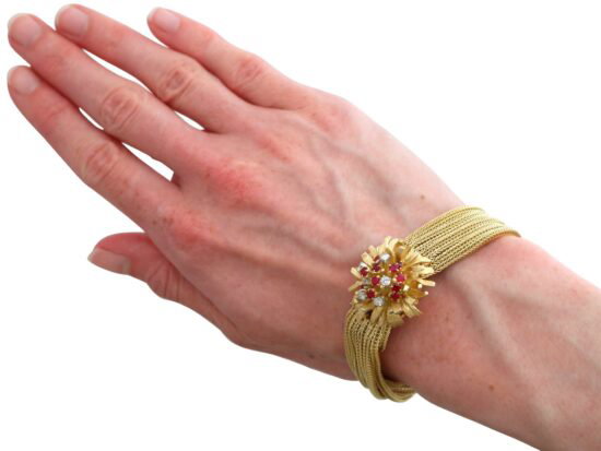 Ruby Diamond Watch Being Worn