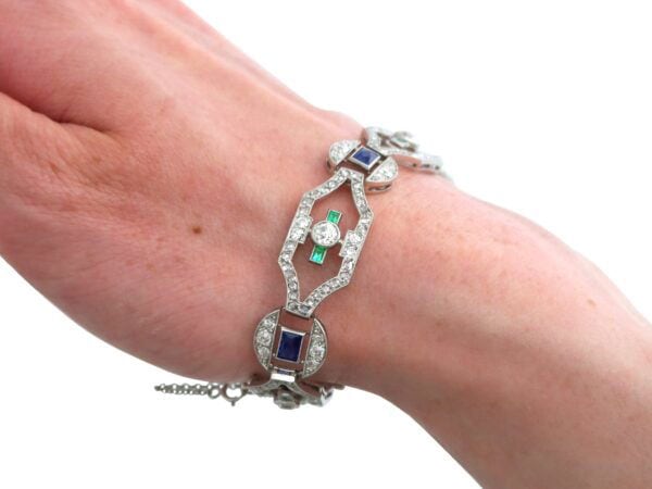 Sapphire Emerald Diamond Bracelet Worn