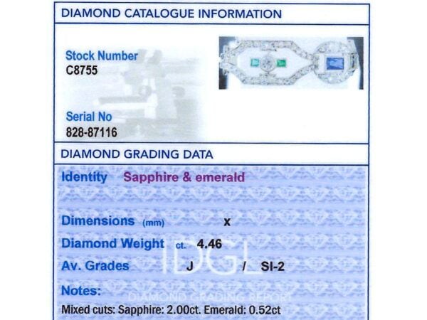 Emerald Sapphire Diamond Certificate