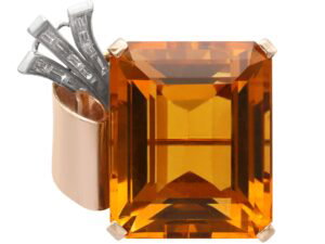 Large Citrine Diamond Brooch Front
