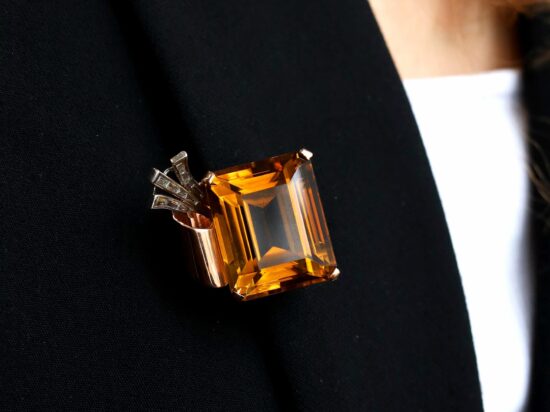 citrine and diamond brooch wearing