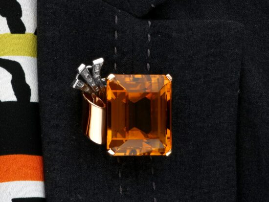 Citrine Diamond Brooch Styling
