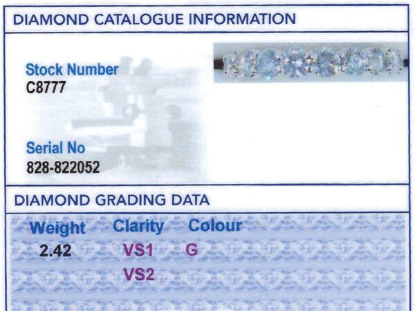 full diamond eternity ring platinum grading card