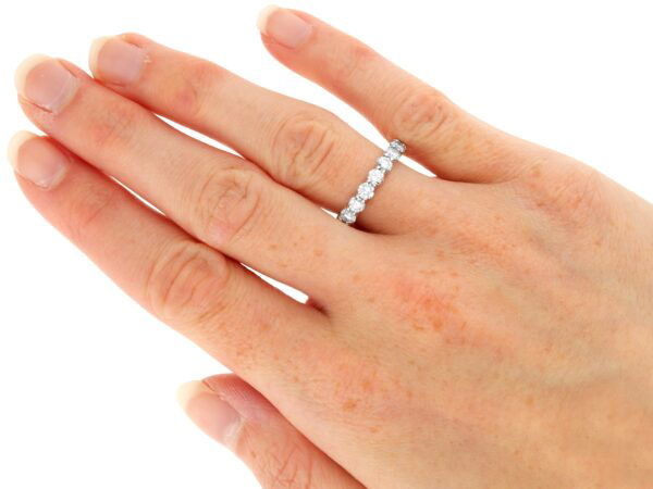full diamond eternity ring platinum on hand