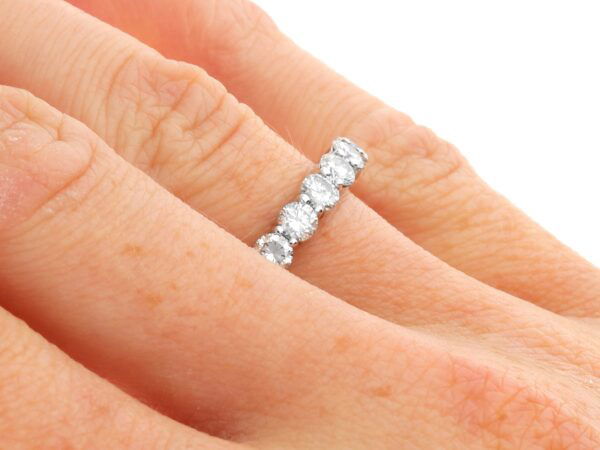 full diamond eternity ring platinum on finger