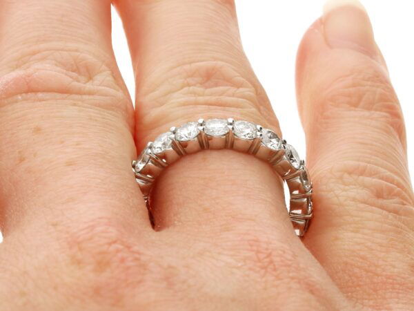 wearing full diamond eternity ring platinum