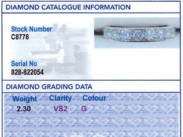 French Pavé Diamond Eternity Ring grading card