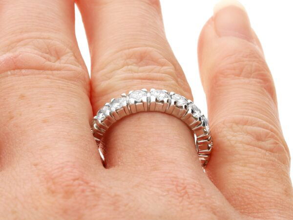 1950s Eternity Ring in White Gold on finger
