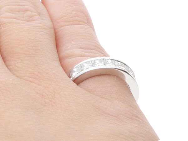 wearing princess cut diamond eternity ring