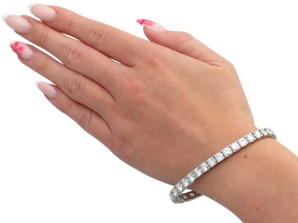 wearing a diamond line bracelet