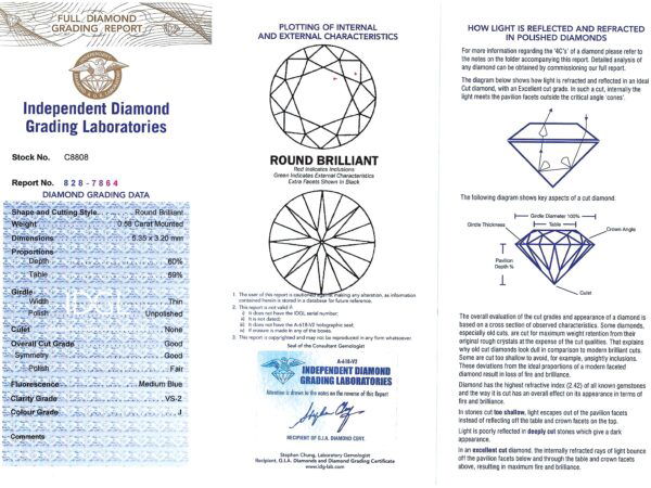French diamond line bracelet certificate