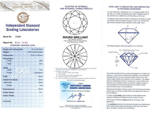 1950s diamond line bracelet certificate
