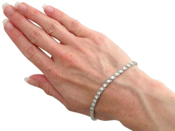 wearing 4.20 carat diamond tennis bracelet