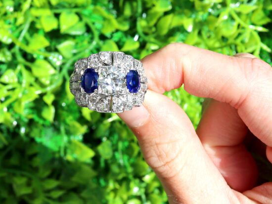 art deco basaltic sapphire cocktail ring outside