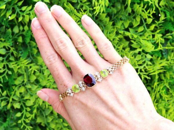 Garnet Peridot Bracelet Outdoor Shot