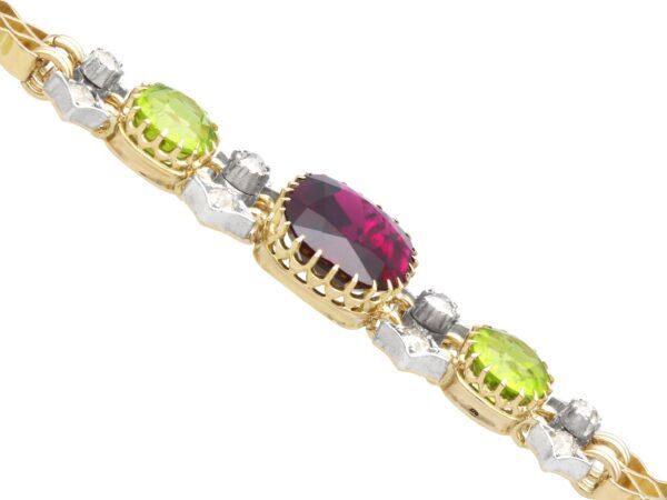 Antique Multi Gem Gold Bracelet Angled