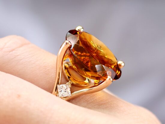 Rose Gold Ring Wearing Closeup