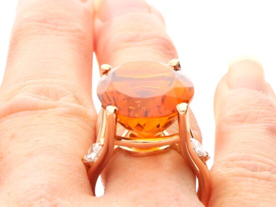 Oval Citrine Ring On Finger