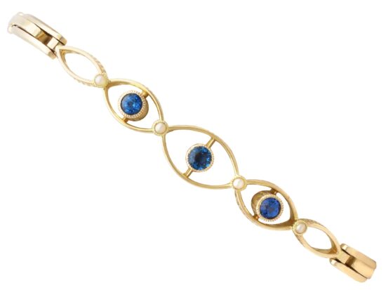 Sapphire Pearl Gold Bracelet