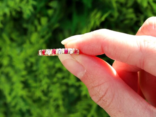 Ruby and Diamond Eternity Ring in Yellow Gold outside