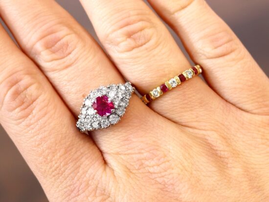 ruby rings on hand