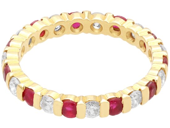 Ruby and Diamond Eternity Ring in Yellow Gold