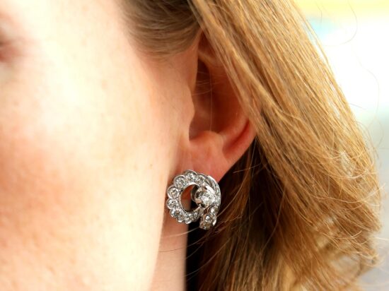 Antique Diamond Earrings Being Worn