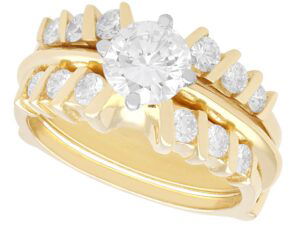 Wedding and Engagement Ring Set Gold