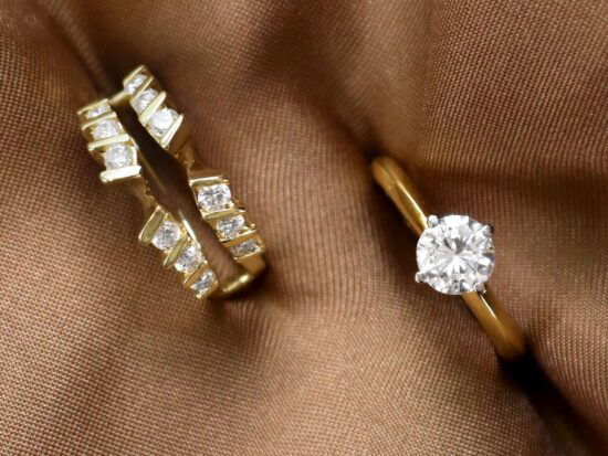 Wedding and Engagement Ring Set Gold separate