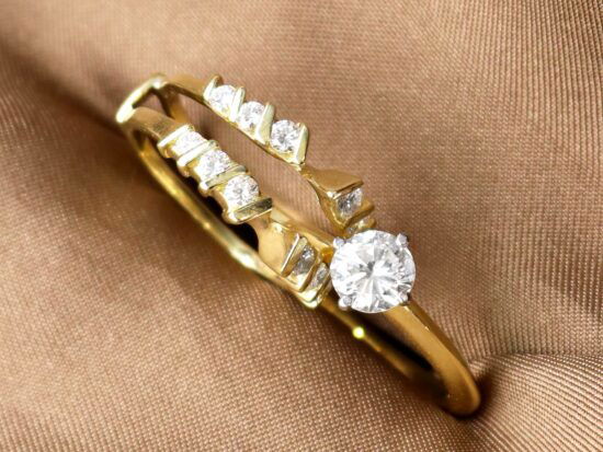 Wedding and Engagement Ring Set Gold separate