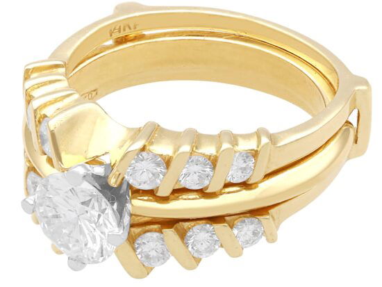 Wedding and Engagement Ring Set Gold