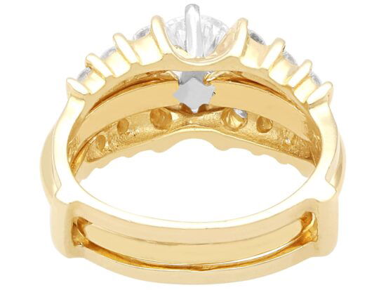 Wedding and Engagement Ring Set Gold back