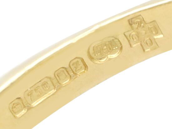 Wedding and Engagement Ring Set Gold hallmarks